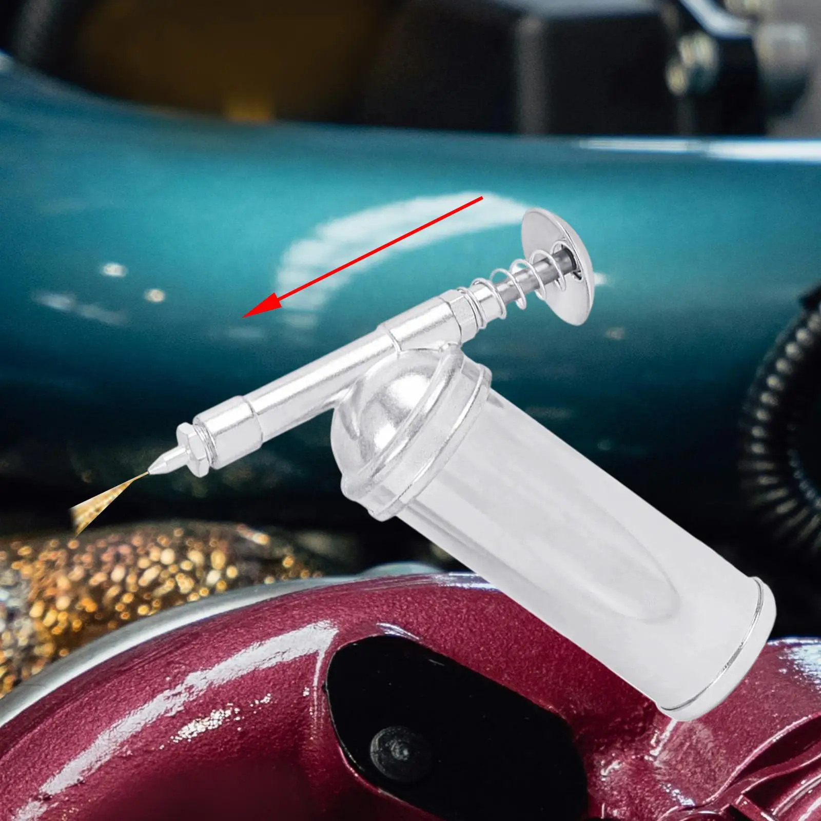 

Automotive Grease Nozzle Mini Push Type Injector Tool Hand Operated Zinc Alloy Dispenser for Cars