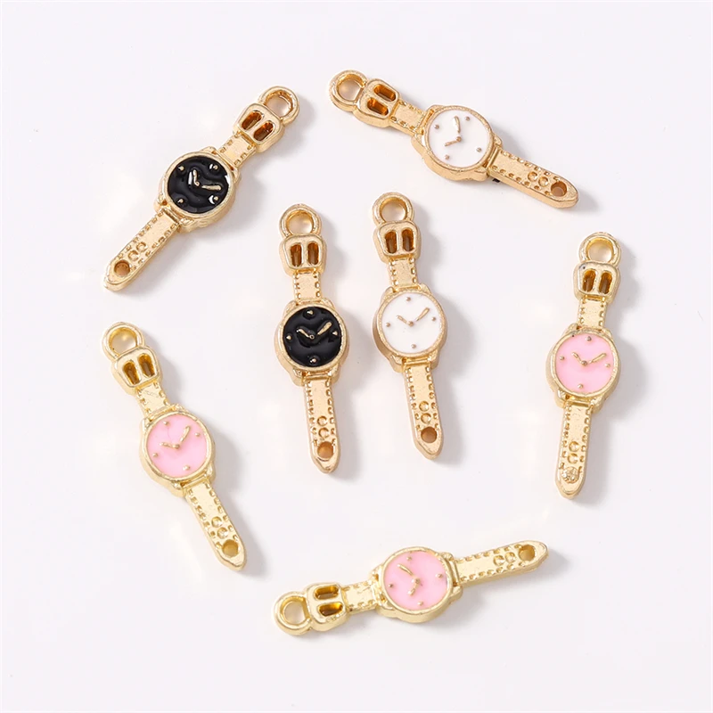 Duarte 20 Teile/los Niedliche Kleine Emaille Uhr Charms Anschlüsse für Schmuck Machen DIY Armbänder Halsketten Handgemachte Handwerk Liefert – Detail 8