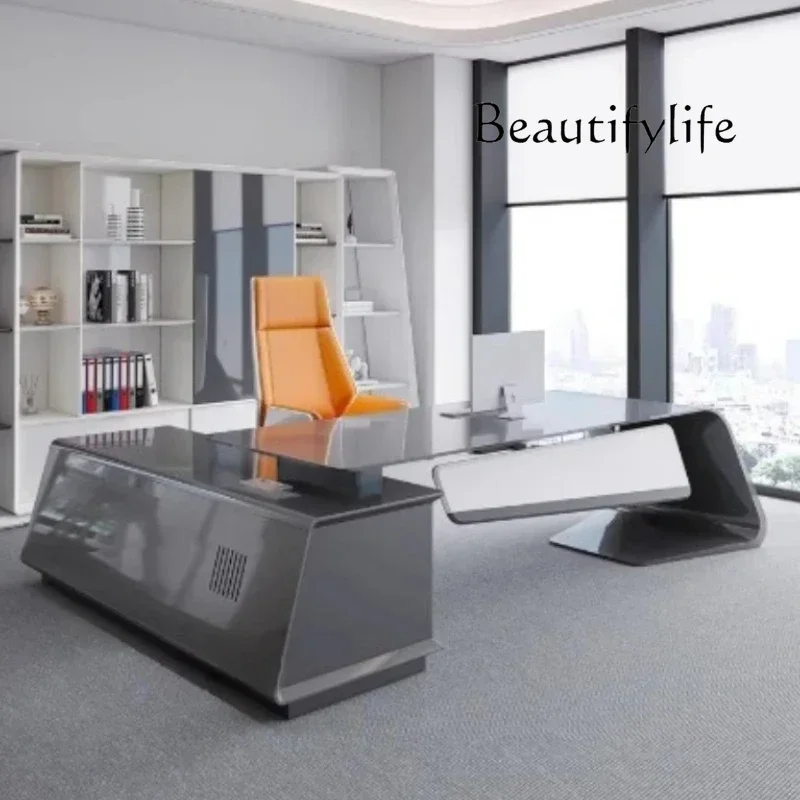 

Factory Promotion J Waterproof Luxury Office Desk Cabinet Modern Writing Executive Computer Desks Study White Storage Furniture