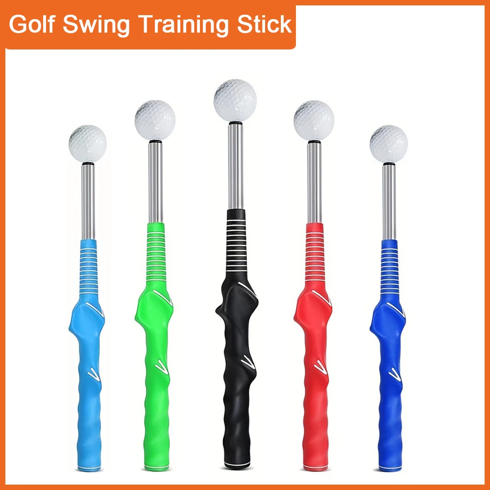 Telescopic Golf Swing Training Stick with Feedback Training Aid for Adults Beginners Indoor Outdoor Golf Practice Tool