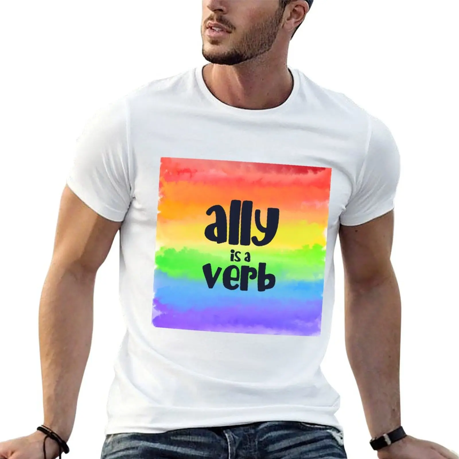 Ally Is A Verb T-Shirt Casual Daily Graphic Tee