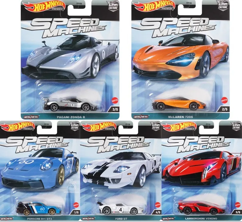 Original Hot Wheels Premium Car Culture Speed Machine Metal Mini Cars Hotwheels 1/64 PAGANI ZONDA LAMBORGHINI Veneno Car Model