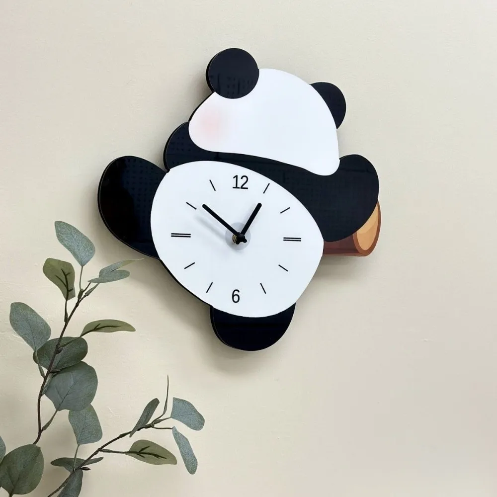 

Festival Gifts Cartoon Swinging Panda Wall Clock Wooden Silent Mute Clock Animal Time Accuracy Digital Clock Kids' Bedrooms