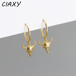 CIAXY Retro Cow Head Earrings for Women Men Personality Ear Buckle 14K Gold Plated New Fashion Animal Jewelry