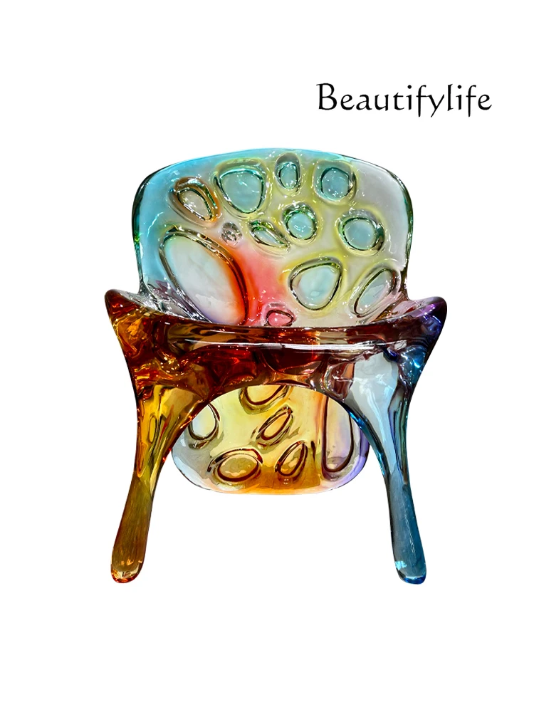 Nordic Light Luxury High-End Transparent Honeycomb Chair Living Room and Hotel Leisure Designer Model Retro Furniture