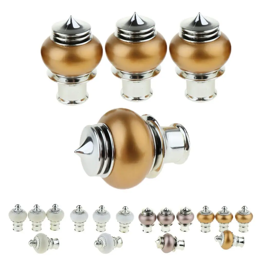 Curtain Pole Head Finials PVC Anti Rust 4 Piece Kit 28mm for Home Window Curtains Upgrade