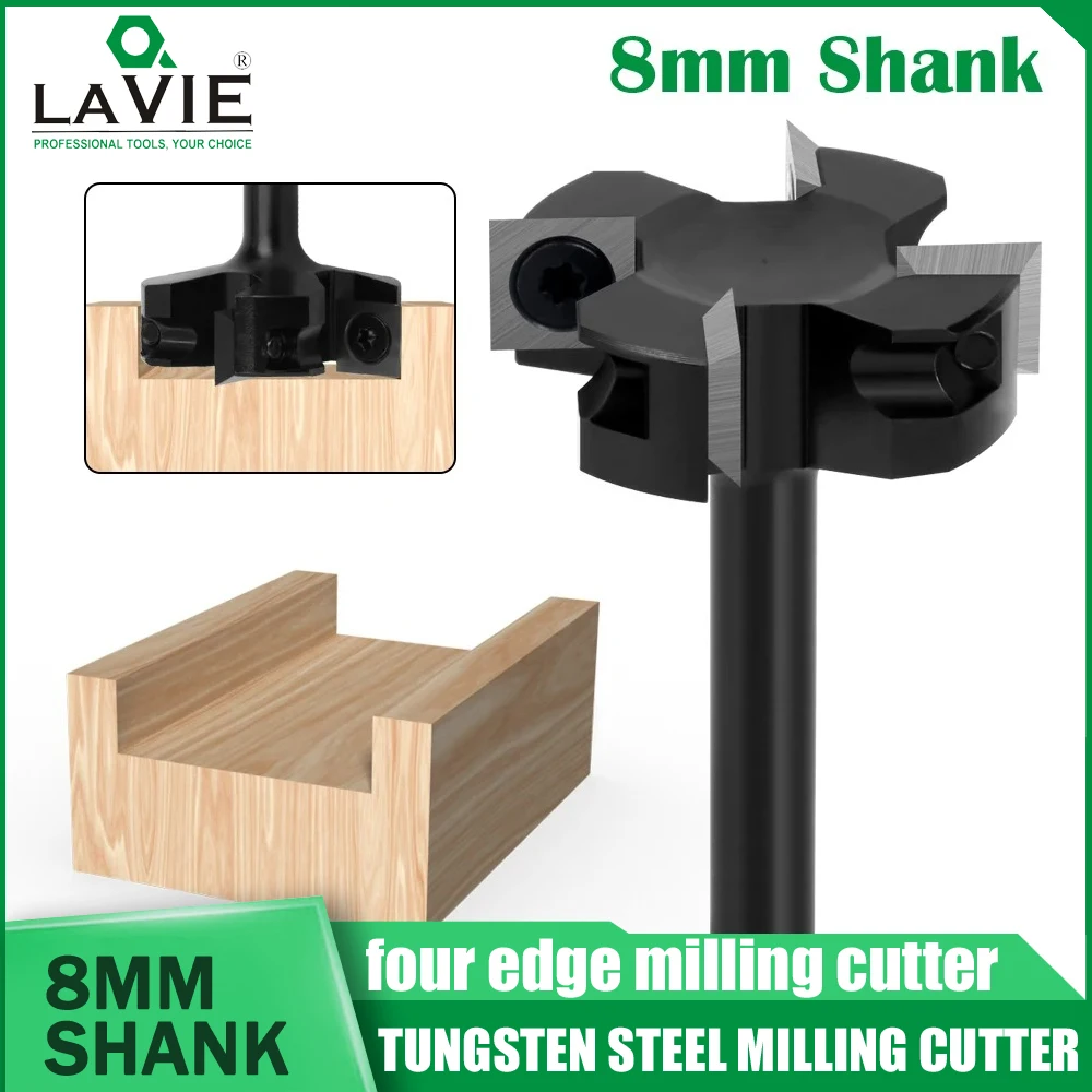 

Фреза LAVIE 8 мм с хвостовиком, твердосплавная, для обработки дерева, 4-зубчатая, для фрезерования, инструмент для ЧПУ станков