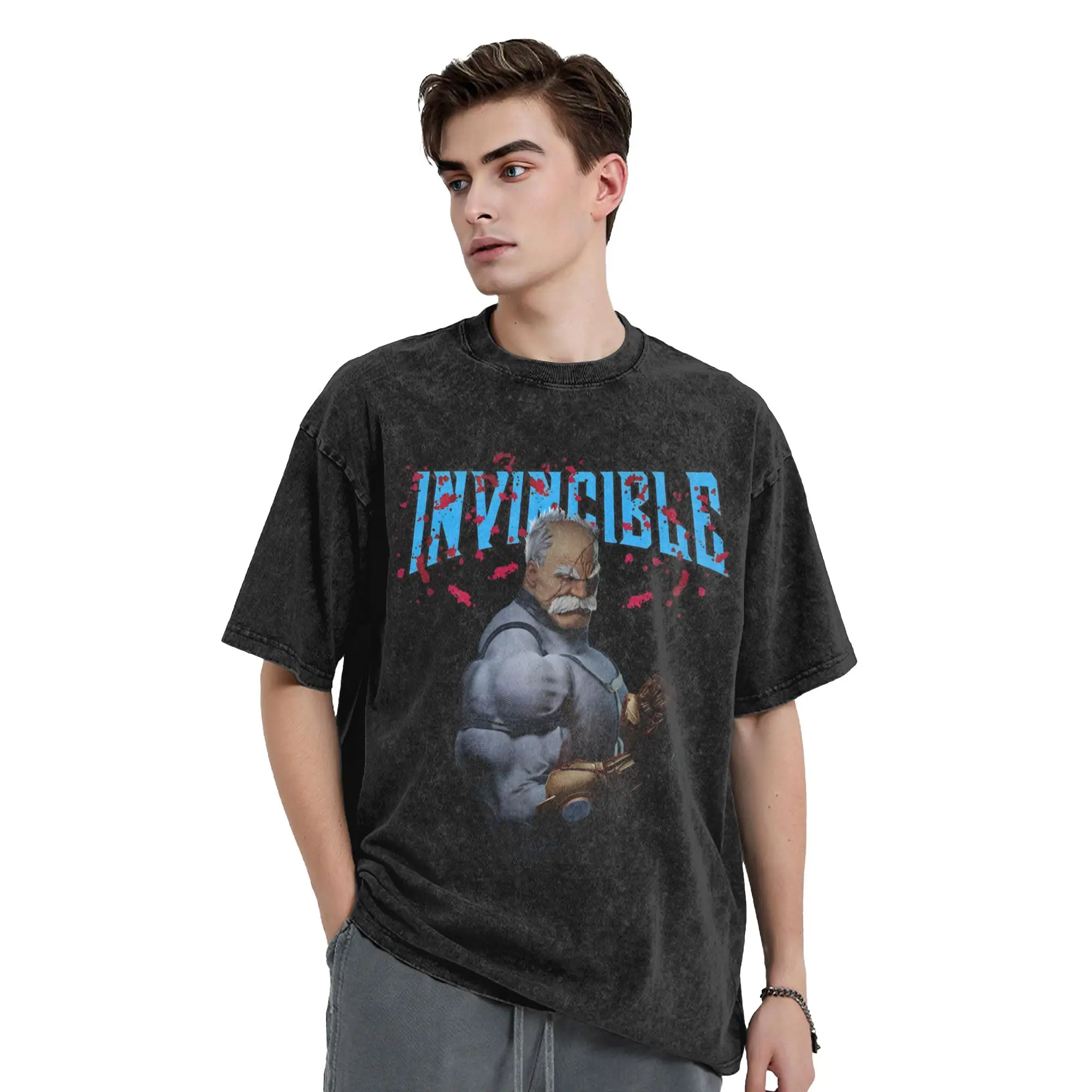 Invincible Lonely Viltrumite  Vintage Washed T Shirt Men Women's 100% Cotton Crazy T-Shirts Short Sleeve Clothes 4XL 5XL