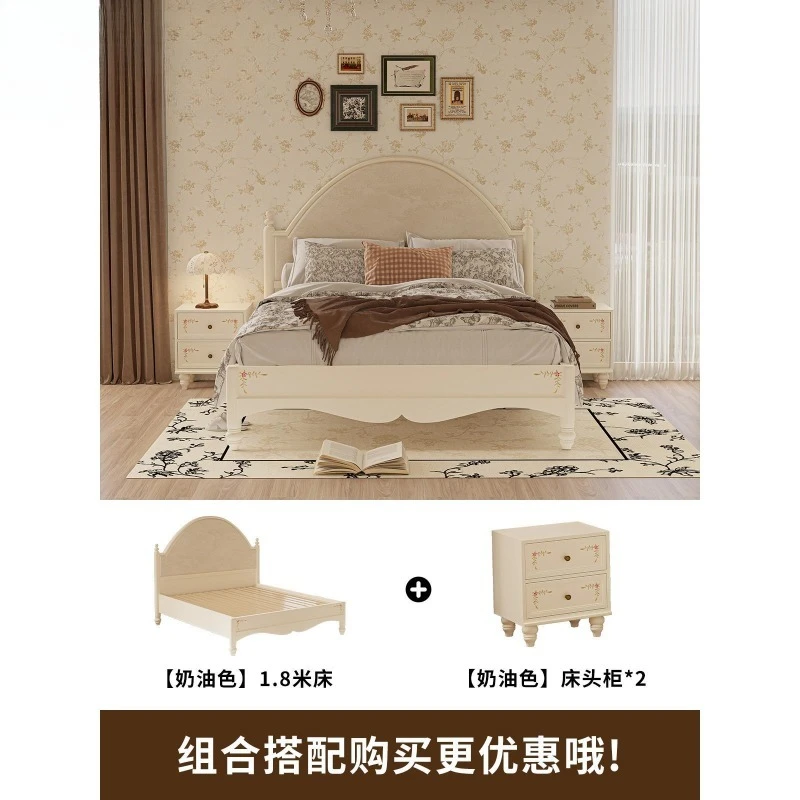 Cream bedside table, bedroom American painted solid wood two chest cabinets, sofa side few