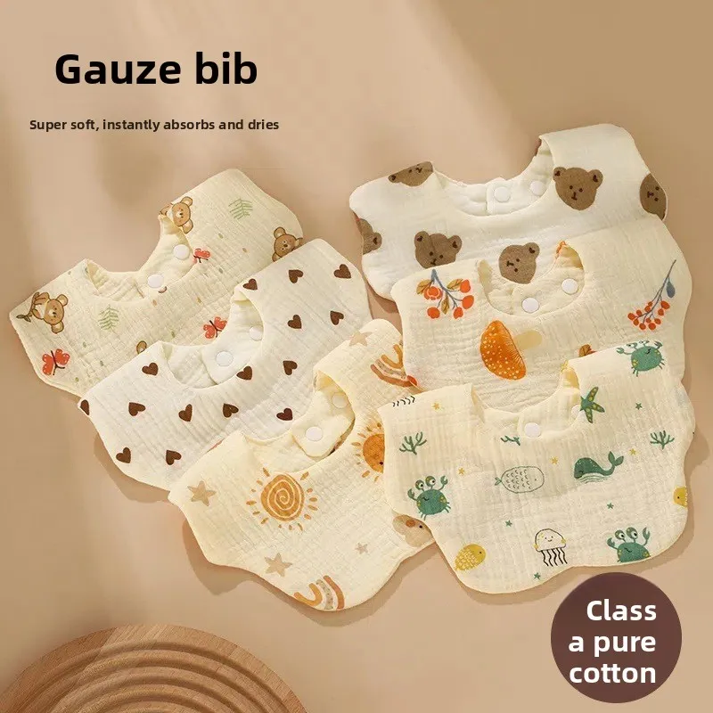 

Baby saliva towel, pure cotton four-layer newborn bib, anti-spitting milk triangle towel, spring and summer thin baby petal bib