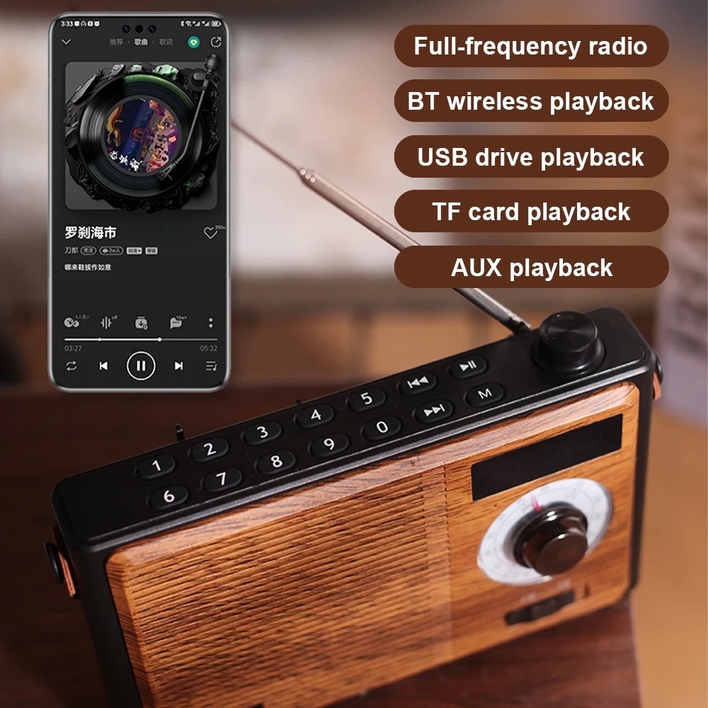 2025 工場直接レトロラジオバッテリー駆動 Am Fm ポータブルラジオ Bluetooth スピーカー LED ディスプレイ付き