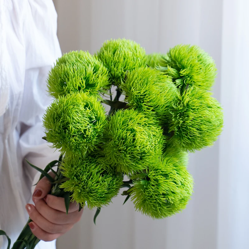 

Fake Flower Simulation Flower Arrangement Green Carnation Green Hairball Interior Decoration Flower Bouquet Shooting Props