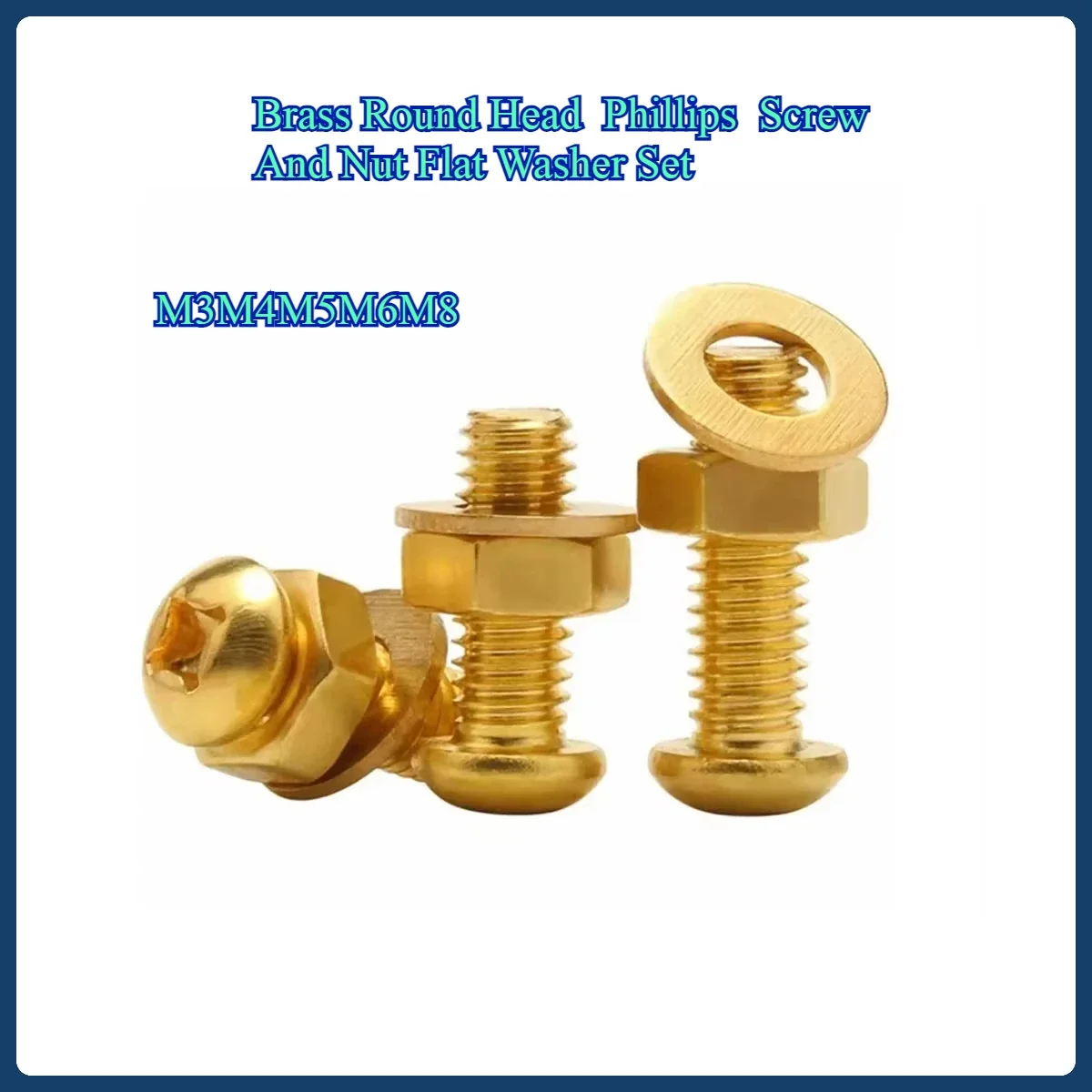 Brass Round Head  Phillips  Screw And Nut Flat Washer Set M3M4M5M6M8