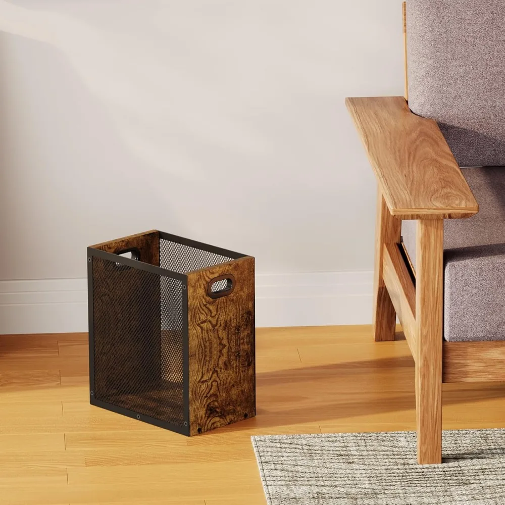 

небольшой мусорный бак, мусорный бак в стиле ретро с ручкой, комбинированный офисный мусорный бак из железа и дерева, корзина для мусора в индустриальном стиле