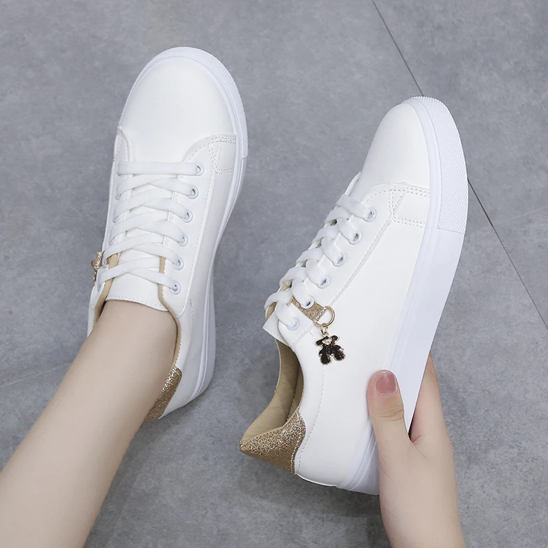 2024 New Fashion Lace up Women\'s Sports Shoes Women\'s Casual Shoes Printed Summer Women\'s Pu Cute Flat Shoes