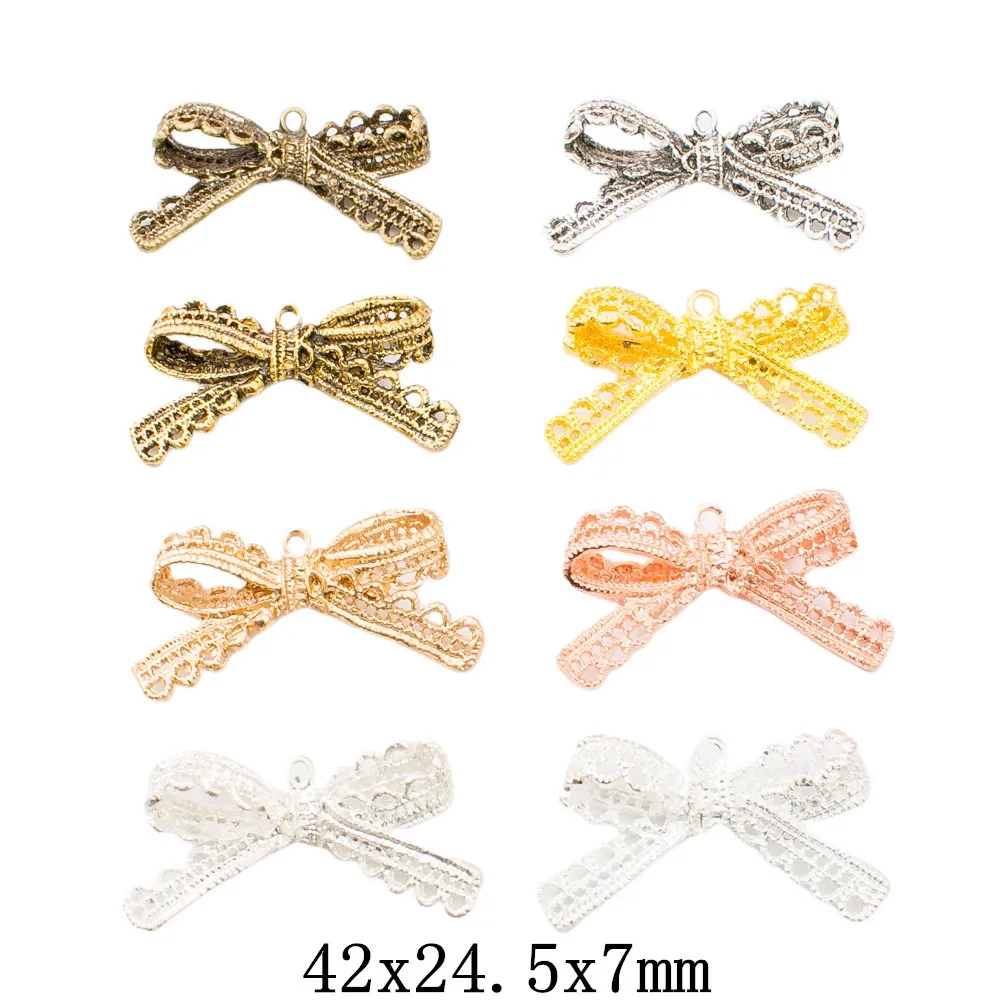 

50pcs/lot DIY Jewelry Accessories Alloy Bowknot Earring Connector Bracelet Pendant