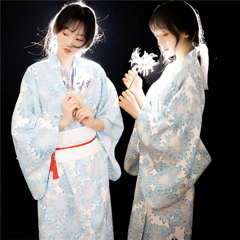 Printed Floral Traditional Japanese Kimono Elegance Japanese Style Sakura Girl Kimono Dress Asian New
