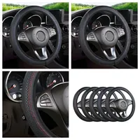 PU Steering Wheel Cover Breathable Leather Anti Slip PU Leather Steering Covers Universal 37-38cm Car Accessories