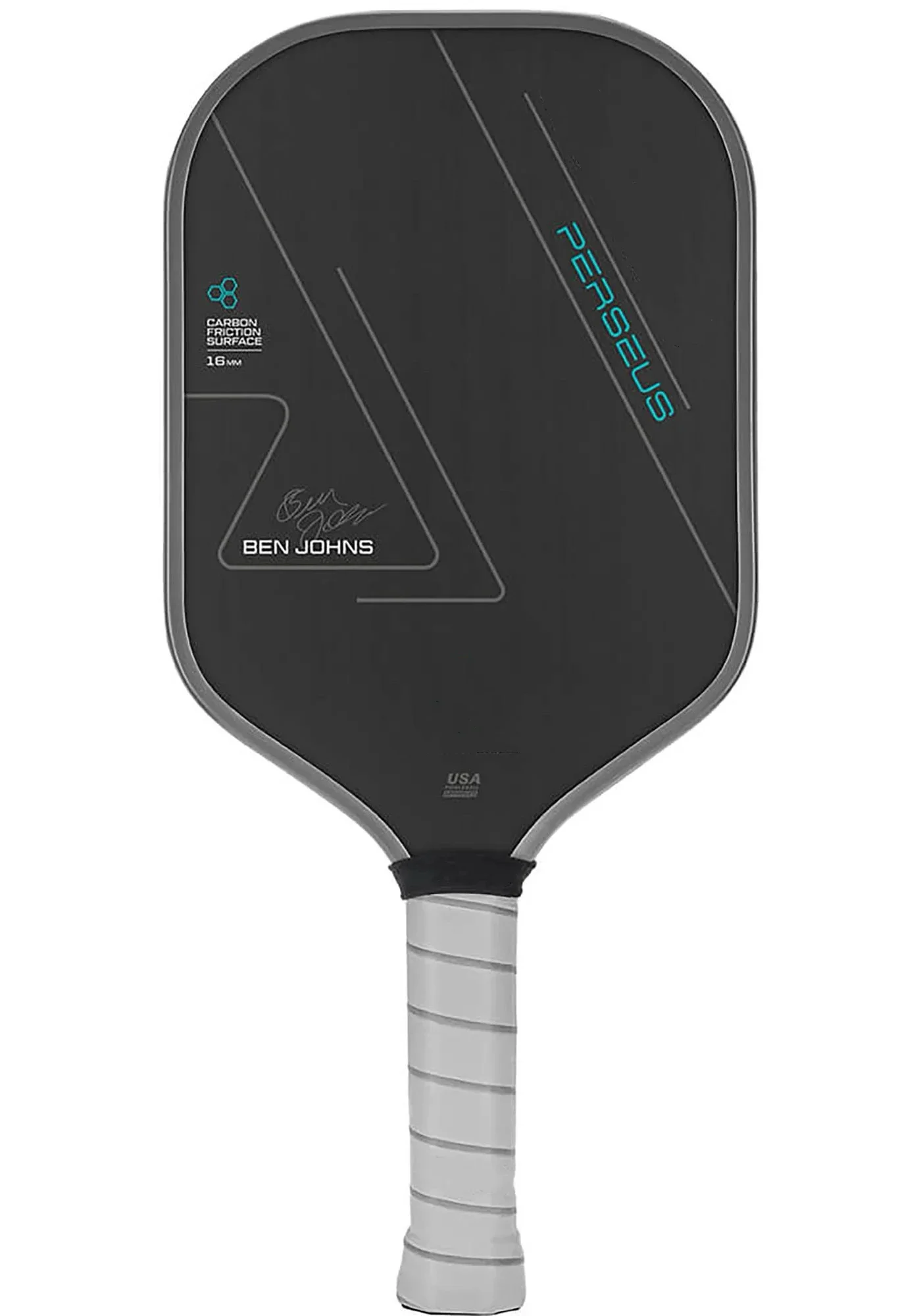 Paleta Ben Johns Perseus Pickleball con tecnología de superficie cargada para mayor potencia y sensación: fibra de carbono completamente cerrada