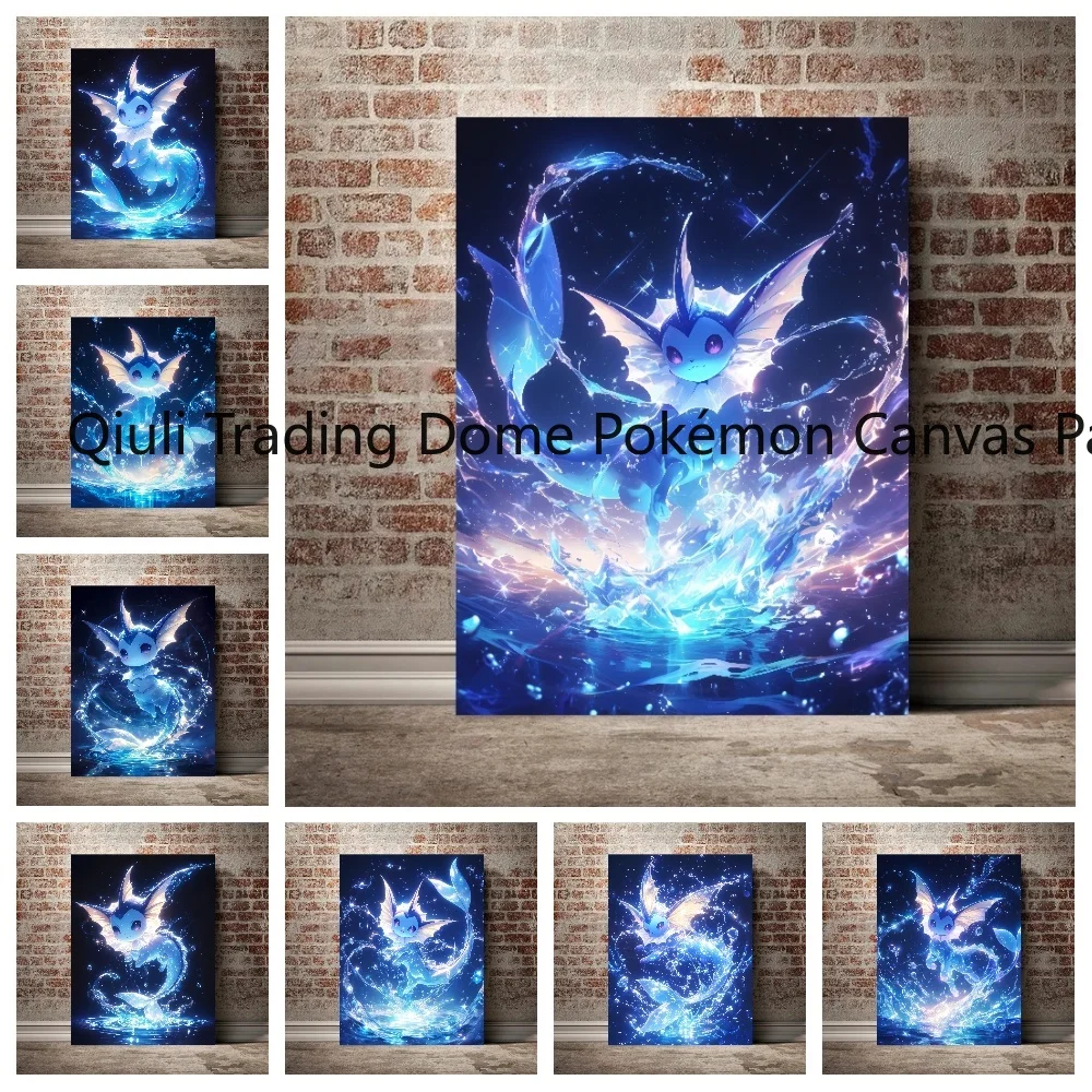 

Pokemon Classic Anime Canvas Wall Art Vaporeon Poster Prints Hanging Comics Art Pictures Living Room Home Decor Children Gifts