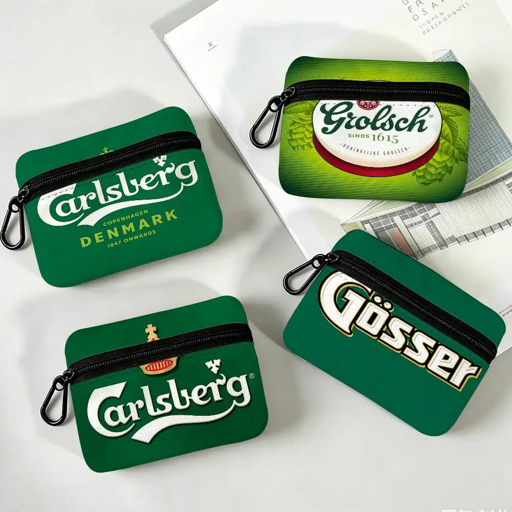 Grolsch Lager Beer Portable Oxford Fabric Mini Wallet Carabiner Design Small Coin Bag For Cards Keys Earphones