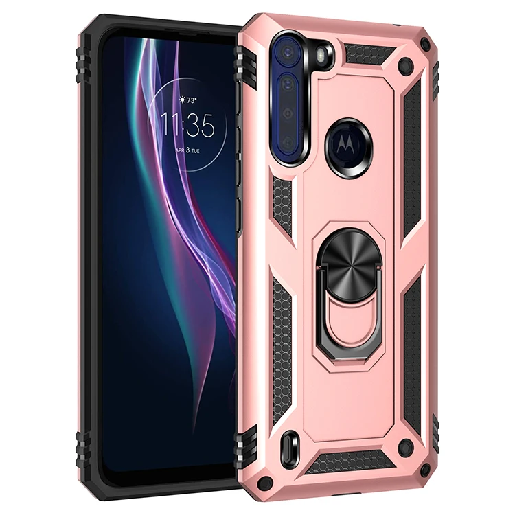 Armor Shockproof Case for Motorola One Fusion Fusion+ Rugged Military Drop Protective Magnet Car Holder Ring Case Cover