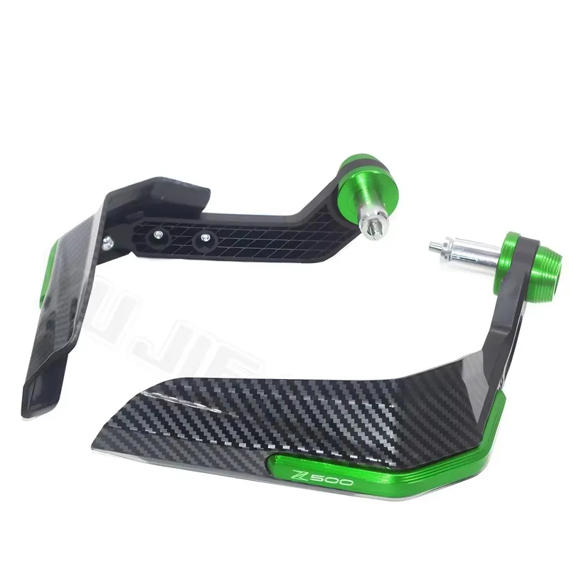 ل Z500 ألياف الكربون دراجة نارية حامي الزجاج الأمامي، اكسسوارات الدراجات النارية، حامي مقبض الفرامل، شعار رائع