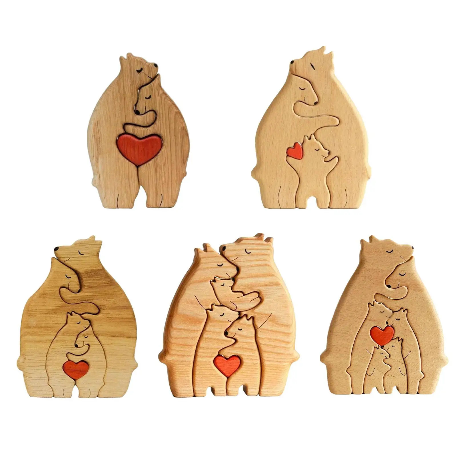 

Wooden Bear Family Art Puzzle Wooden Bear Sculptures for Christmas
