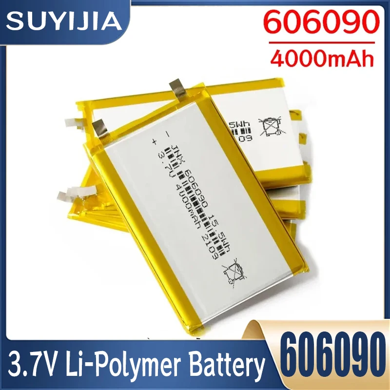 3.7V 4000mAh 606090 Battery Lithium Polymer Rechargeable Cells for GPS PSP DVD Toy Powerbank Power Bank Tablet PC Robot LED Fan