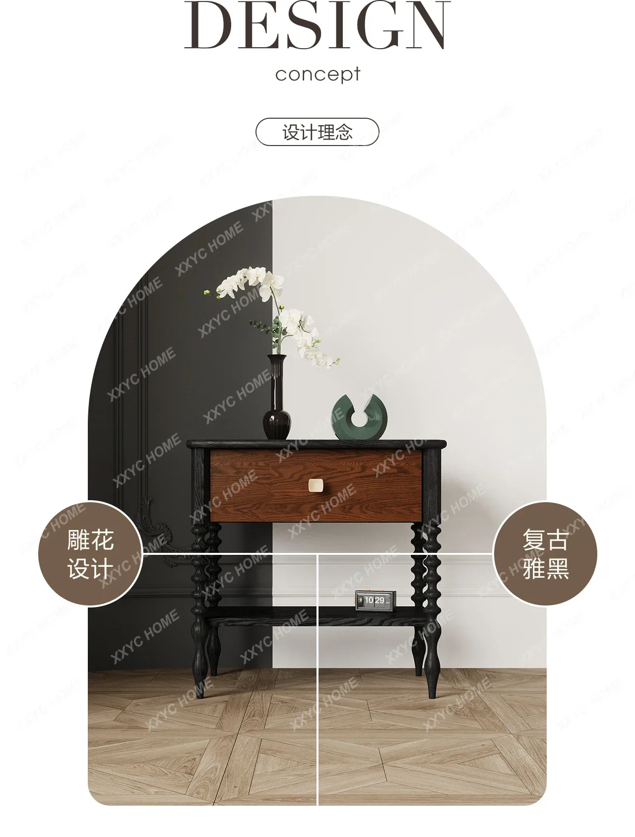 JJJJ07Modern Minimalist Solid Wood Bedside Table Designer New High-Grade Home Bedroom Simple Modern Bedside Drawer Furniture