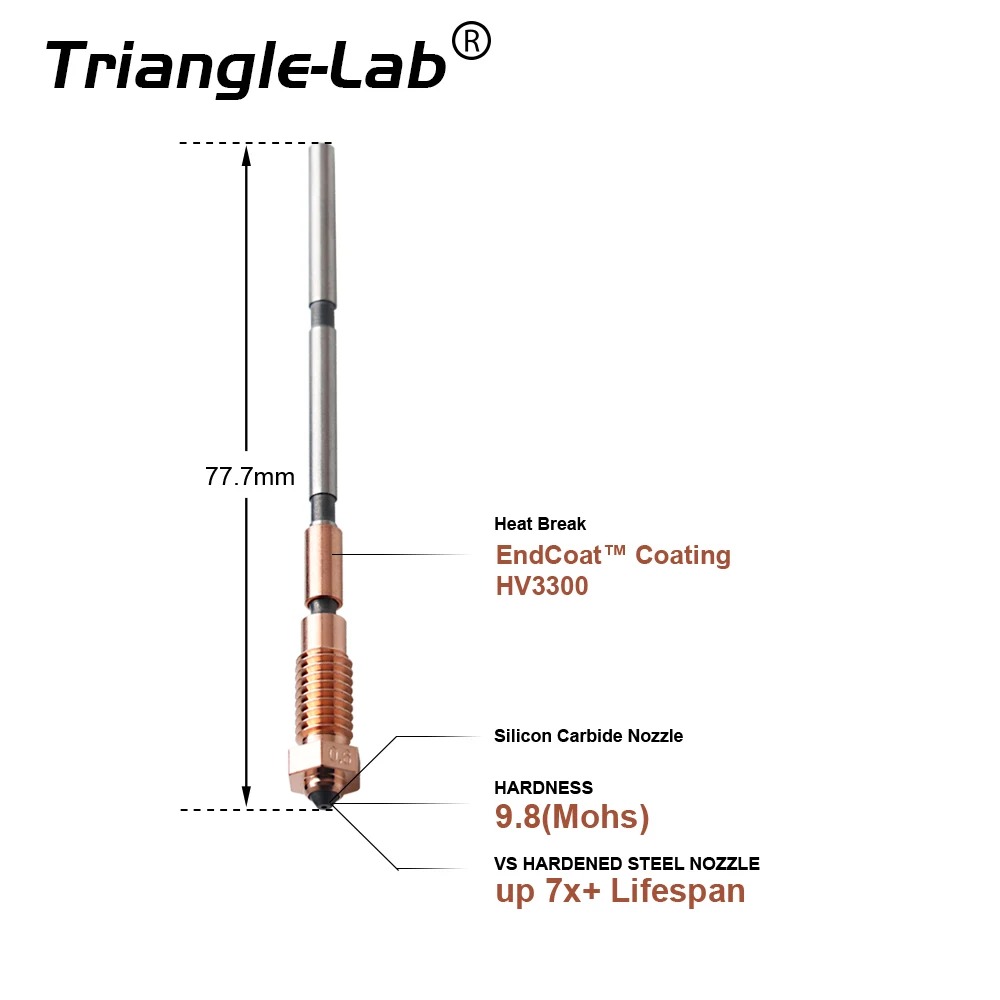 Trianglelab Phaetus 0,4 MM Sic Nextruder Prusa MK4 Bico MK4S Material atualizado, adequado para necessidade de alta resistência ao desgaste