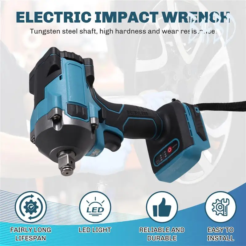 

BHBD-550N.M Electric Impact Wrench Rechargeable Wrench 1/2" Variable Car Repair Power Tool For 18V Battery