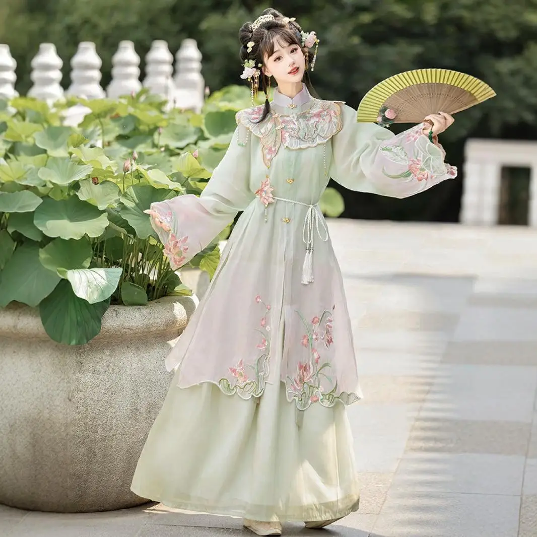 New Adult Hanfu Cloud Shoulder Women's Han Chinese Clothing Style Daily Super Machine Embroidery Ming Long Shirt