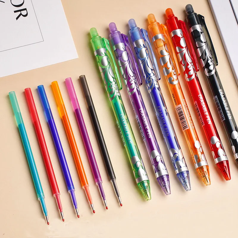 

12pcs/set Erasable Gel Pen Set Rod 0.5mm Refills Muti-Colors ink Washable Handle Stationery School Office Writing Supplies