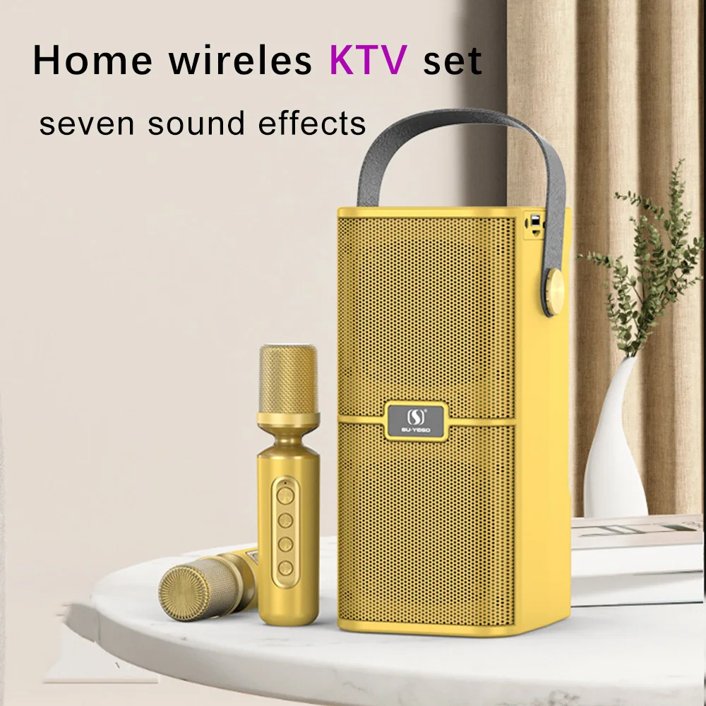 Home Karaoke Speaker Wireless Bluetooth Microphone All-in-one Machine Outdoor Portable KTV Party Audio 7 Sound Effect Subwoofer