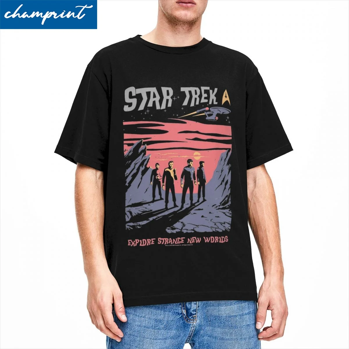 Retro Stars Treks Men Women's T Shirt Funny Tee Shirt Short Sleeve Crew Neck T-Shirt 100% Cotton New Arrival Tops