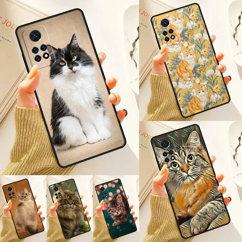 Cute American Bobtail Kitten Cat Case For Samsung Galaxy S24 Plus S23 S20 S21FE Lite S22 Ultra Note 20 S8 S9 S10 Phone Coque