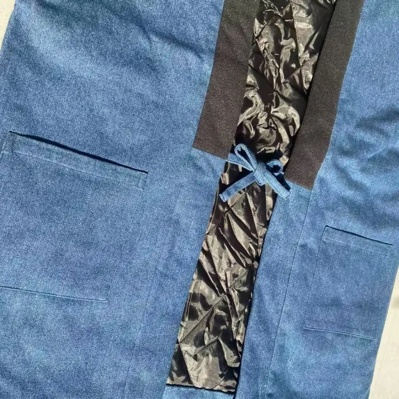 الرجال النساء الدنيم Hanten سترة الشتاء كيمونو سترة النمط الياباني النيلي الأزرق معطف Noragi للجنسين فضفاضة تناسب ملابس العمل أبلى #4