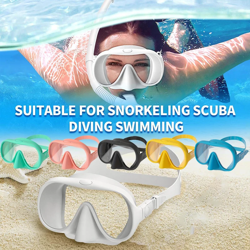 Underwater Snorkel Mask, Diving Accessory, Optional Snorkel Tube, Adjustable Strap for Vacation Water Activities