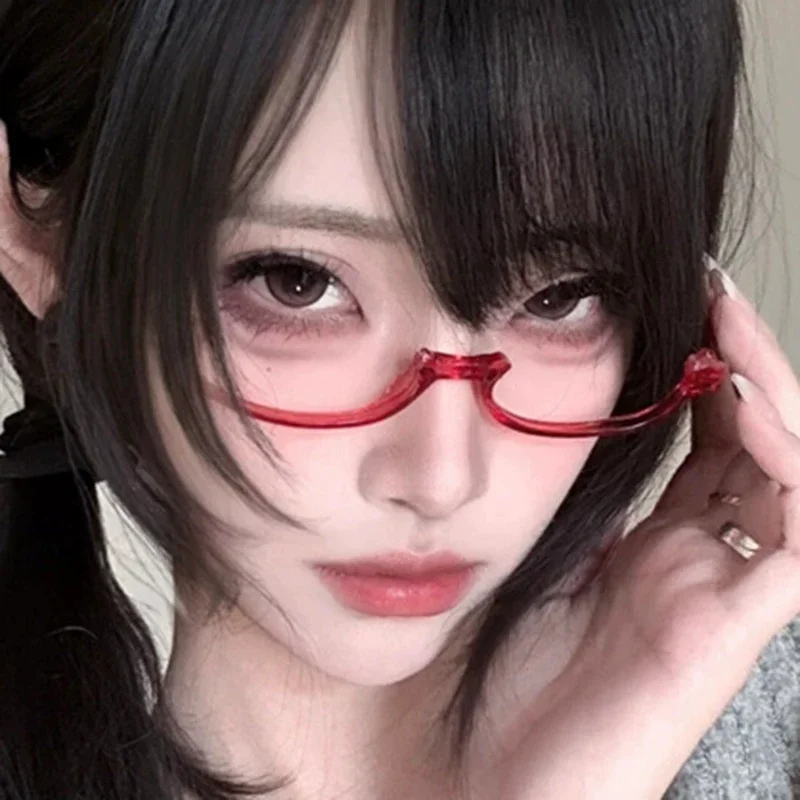 أنيمي شخصية كاميشيرو ريز تأثيري نظارات حمراء Akemi Homura دور اللعب نصف إطار النظارات دون عدسة اكسسوارات النظارات