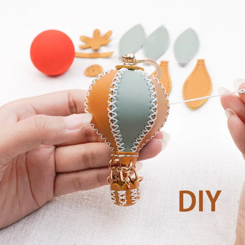 Phone Straps Hot Air Balloon DIY Keychain Leather Simple Car Key Ring Ins Durable Keychain Lanyard Bag Charms