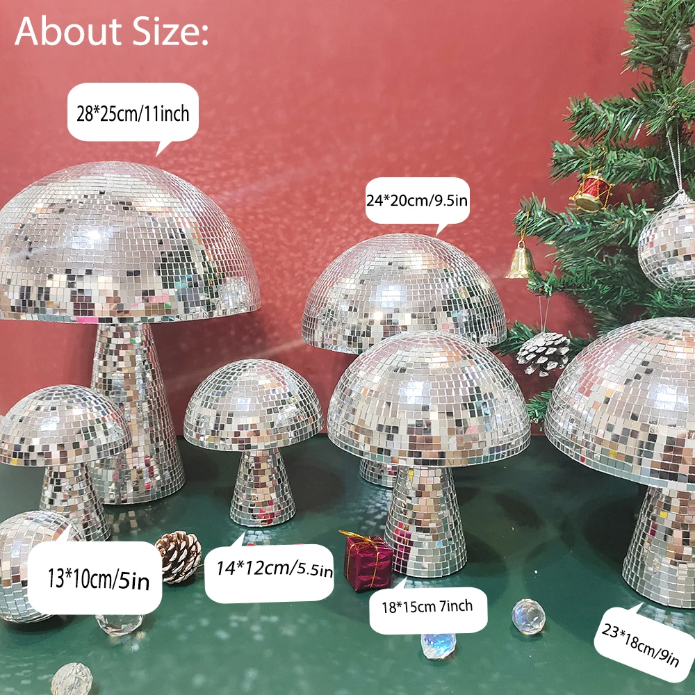 Disco Mushrooms Wedding Decoration Disco Ball Christmas Decoration Mirror Ball Retro Reflective Mushroom Shape Home Decorations