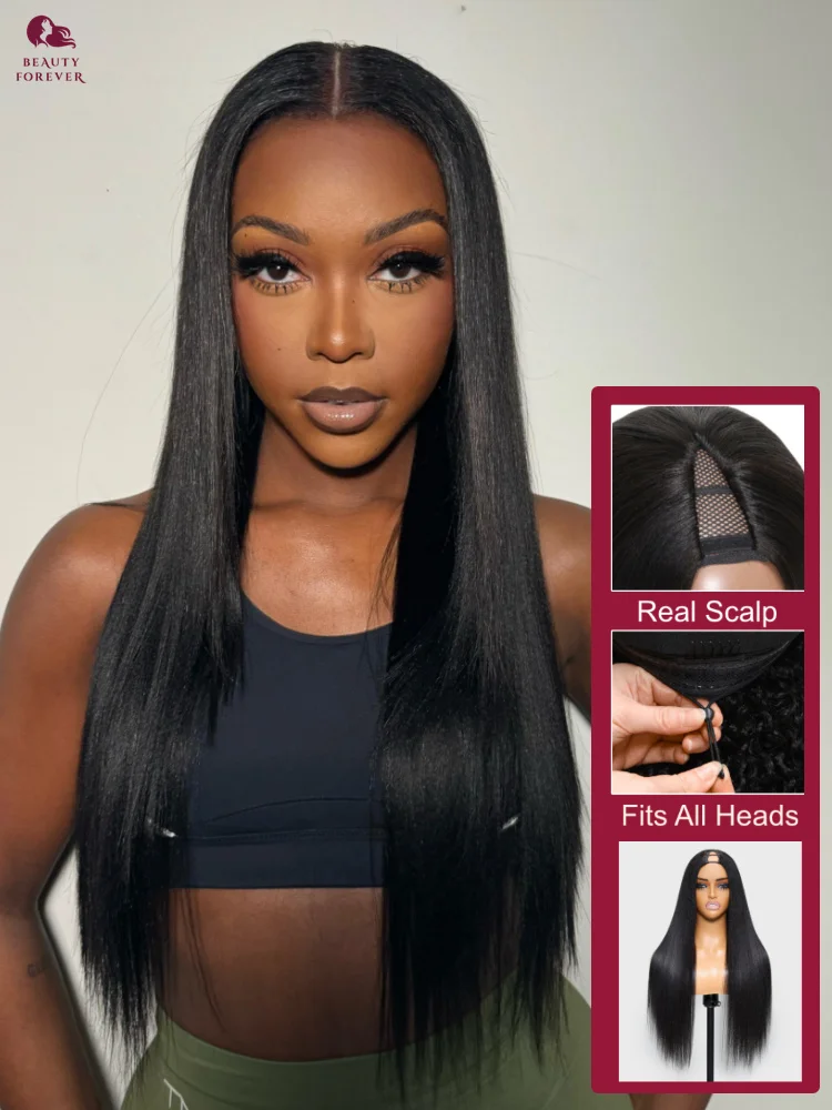 

Beauty Forever EasiContour™ V Part Wig Yaki Straight 100% Virgin Human Hair Yaki Straight Human Hair Wig