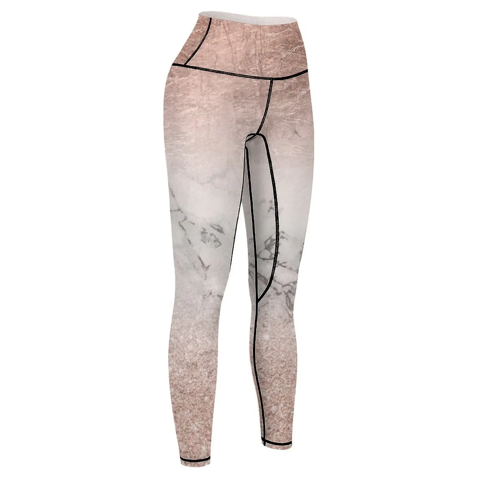 Modern faux rose gold glitter and foil ombre gradient on white marble color block Leggings Clothing fitness Womens Leggings