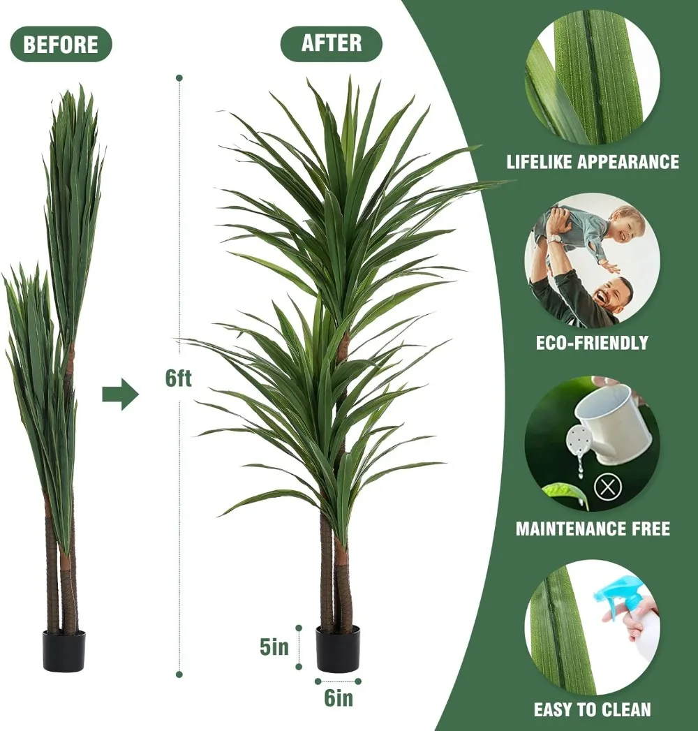 Dracaena Seide Pflanze Mais stiel 6ft große Kunst pflanzen Indoor große gefälschte Pflanzen Topf Yucca Baum tropische Boden pflanzen künstlich