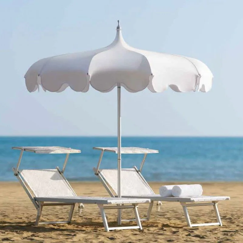 hy-2m Luxury Outdoor Anti-UV Sunshade Umbrella Aluminum Pole Blue White Modern Design for Hotel Hospital Park Outdoor Furniture