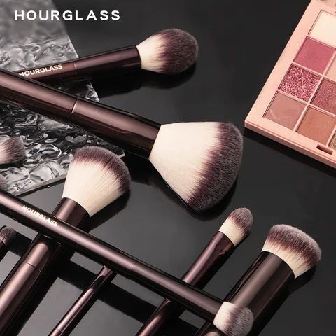 Conjunto e kit de pincéis de maquiagem ampulheta inclui pó fundação corretivo lábio blush bronzer sombra delineador destaque escova