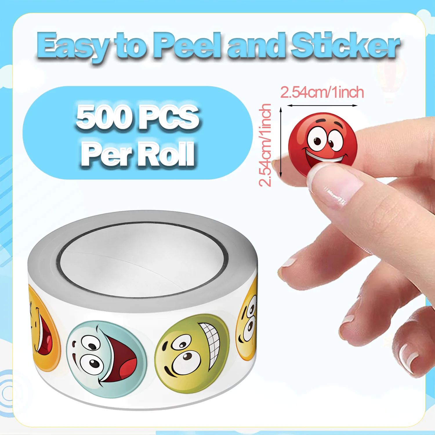 500 قطعة/لفة لطيف مضحك الوجه لصق ملصق 2.5 سنتيمتر/1.0 ''16 تصاميم الشارات Diy بها بنفسك تزين الهدايا مناسبة لتغليف الهدايا المختلفة #2