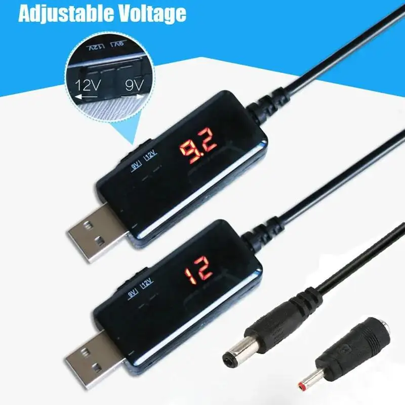 USB 5V To 9V 12V Step Up Boost Cable With 3.5*1.35mm Jack Portable Power Conversion Cord