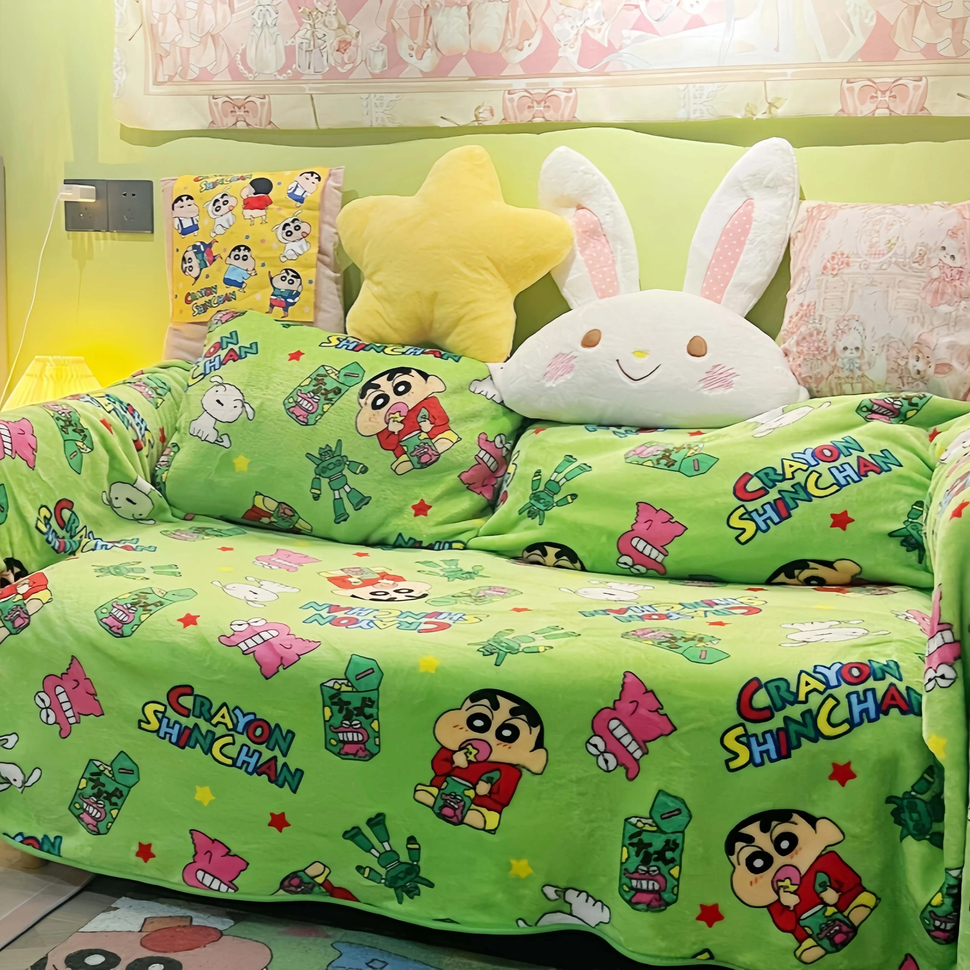 Bonito lápis shin chan cobertor escritório cochilar cobertor ar condicionado cobertor inverno estudante cochilar cobertor capa cama cobertor